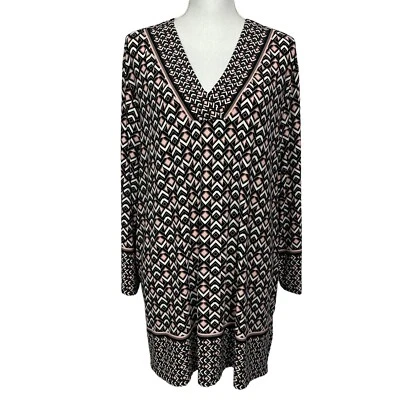 Top Pullover Jones New York para Mujer Talla 3X Estampado Geométrico Multicolor Cuello en V Foto 1 de 4