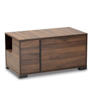 Cat Litter Box Cover / Cat House End Side Table Furniture Brown Rectangle 2 door - Picture 1 of 6