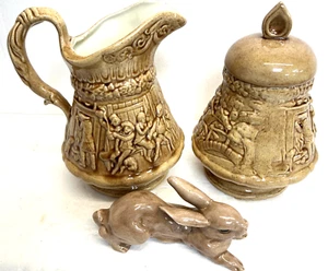 Handpainted Art Pottery Ceramic Jar AND PITCHER - Picture 1 of 5