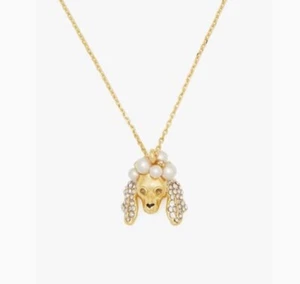 $78 Kate Spade POODLES & POMS 12K Gold Plated Brass CZ/Pearl Necklace J1 - Picture 1 of 2