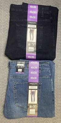 Kenneth Cole Straight Fit Stretch Denim Jeans Blue & Dark Blue NWT - Image 1 of 4