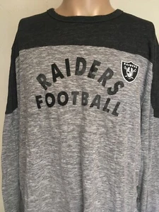 Majestic Raiders Football Long Sleeve T Shirt Heather Gray 2XL NFL - Picture 1 of 12