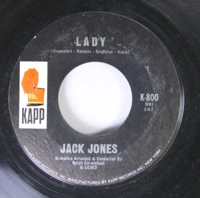 Rock 45 Jack Jones - Lady / Afraid To Love On Kapp - Image 1 of 2