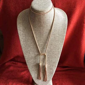 Kendra Scott Rose Gold Tone Lariat Necklace with Tassel - Picture 1 of 4