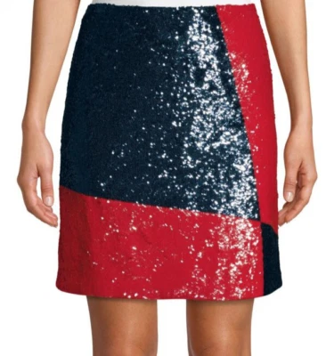 Polo Ralph Lauren Mini Skirt Size 12 Colorblock Red Blue Sequin  NEW Retail $398 - Image 1 of 4