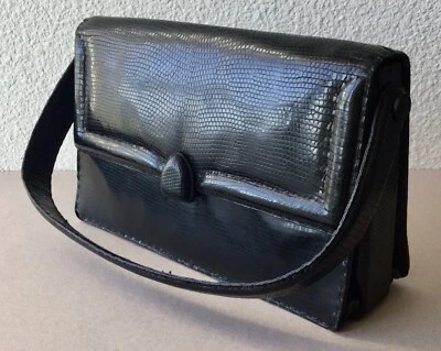 SAC À MAIN EN CUIR véritable LÉZARD doublé cuir.VINTAGE, Belles finitions. - Photo 1/4