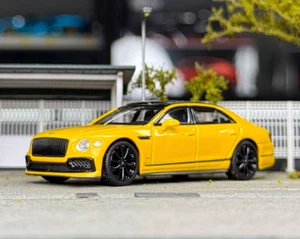 AL MINIGT 1:64 Yellow Bentley Flying Spur Luxury Sedan Model Diecast Collect Car - Picture 1 of 8