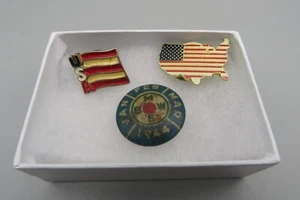 Lotto di 3 pin spilla USA, spilla forma paese bandiera americana, spilla unione vintage da collezione - Foto 1 di 9