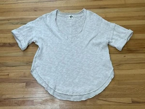 Free People We The Free North Star T-Shirt Donna S Maglia Bianca Scollo a V Oversize - Foto 1 di 8