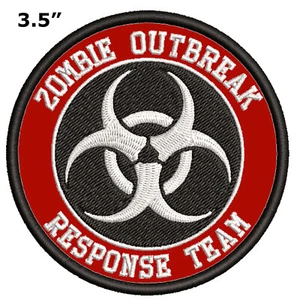 SÍMBOLO BIOHAZARD PARCHE DE GANCHO BORDADO LOGOTIPO DE ADVERTENCIA NEGRO APOCALIPSIS ZOMBIE - Imagen 1 de 12
