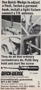 Anuncio impreso vintage 1979 cuña rápida destornilladores Kedman ajuste de uso - Imagen 1 de 2