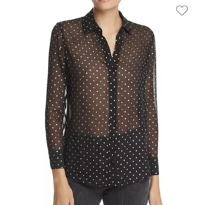 BB Dakota silver star semi sheer long Sleeve Blouse Top Shirt Rocker Sexy Fun - Bild 1 von 13