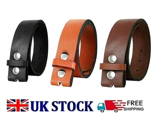 Men Genuine Real Cow Hide Leather Stud Snap Clip On Belt Strap Without Buckle - Picture 1 of 16