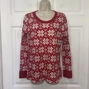 Hanna Andersson Snowflake Winter Pajama Top Only Girls L Organic Cotton - Picture 1 of 5