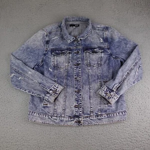 KUT Denim Jacket Womens Large Blue Denim Emma Boyfriend Light Wash Distressed - Picture 1 of 12