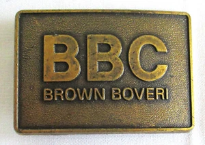 Vintage BBC Brown Boveri Swiss Engineering Company Brass Belt Buckle - Picture 1 of 5