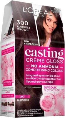 L'Oreal Paris Casting Creme Gloss Hair Colour 300 Darkest Brown-Ammonia Free,,AU - image 1 of 4