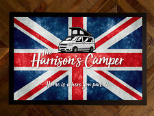 Personalised Campervan Motorhome Union Jack Flag in-door mat 60 x 40 cm