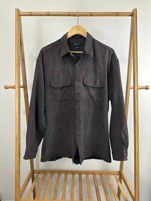 VTG Van Heusen Soft Suede Polyester Faded Worn Grunge Button Front Shirt L 16 - Image 1 of 4