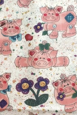 Rose Calton For Hi-Fashion Fabrics Hog Wild Country Farm Pig Farm 1 Yard  - Image 1 of 4