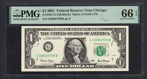 United States-Federal Reserve 1 Dollar 2001 Fr#1927-G (GB Block) UNC Grade 66 - Picture 1 of 2