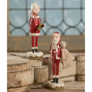 Bethany Lowe Christmas Set Of 2 Santa And Mrs. Claus Figurines ML9284 New - Picture 1 of 5