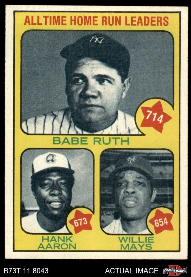 1973 Topps #1 Hank Aaron All-Time HR Leaders Salón de la Fama 6 - Ex/Como Nuevo Foto 1 de 1