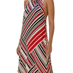 Jude Connally Stripe Sleeveless Dress Halter Stretch Loose Shift Fit Size Large - Picture 1 of 11