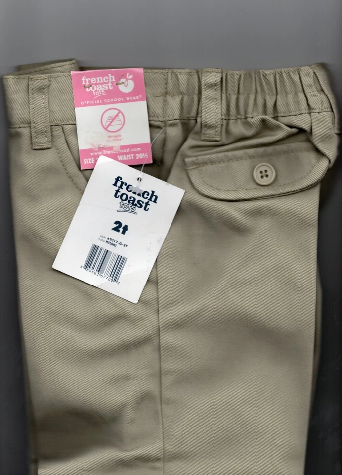 Pantalones caqui French Toast Tots para niños pequeños talla 2T sin arrugas rodilla única nuevos con etiquetas Foto 1 de 4