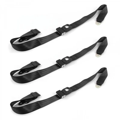 Ford Fairlane 1968 - 1969 Standard 2pt Black Lap Bench Seat Belt Kit - 3 Belts   - Image 1 of 4