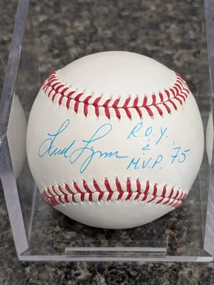 Fred Lynn Auto Autograph RAWLINGS Inscribed 1975 MVP/ROY Boston Red Sox - Image 1 of 2
