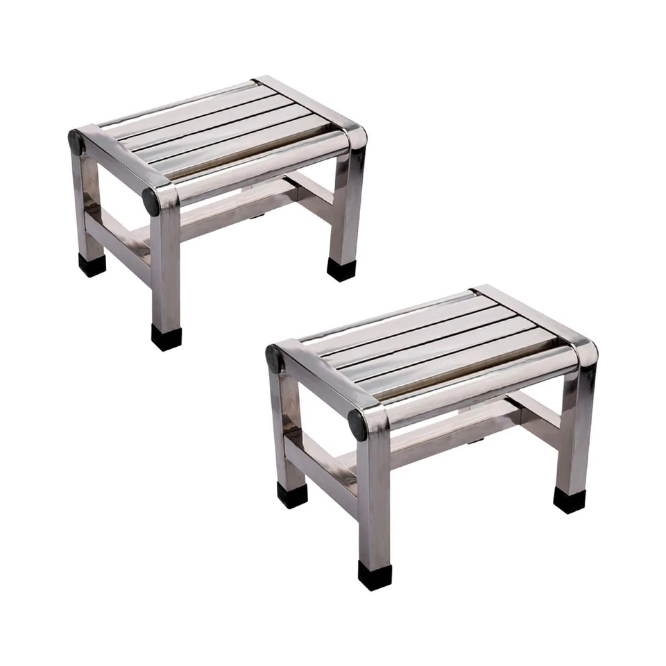 Step Stool Shower Stool Portable Antiskid Stainless Steel Foot Stool Metal Step - Image 1 of 1
