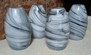 Set of 4 - Black / Gray Swirl Tall Pendant Light Glass Shades  7-3/4"H - Picture 1 of 6