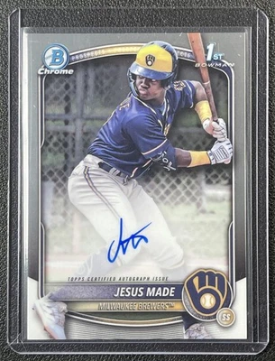 JESUS MADE 2025 BOWMAN CHROME #CPA-JM AUTO 1ST PROSPECT BREWERS - Image 1 of 2