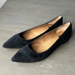 Frye Sienna flache Damen-Ballerinas Größe 9,5 M schwarzes spitz zulaufendes Wildleder Slipper - Bild 1 von 11