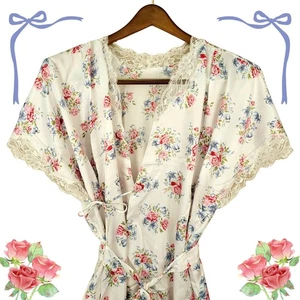 Vintage Morgan Taylor Intimates Floral Roses Romantic Feminine Short Robe Gr. M/L - Bild 1 von 11