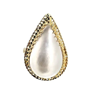14 Karat Gelbgold Ring in Birnenform Mabe Perle Größe 8,5 - Bild 1 von 11