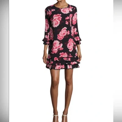 Vestido Kate Spade Nuevo Con Etiquetas Divagante Colorido Rosa Floral Volantes Rosa Cambio, Talla M Foto 1 de 4