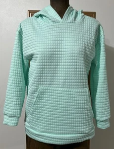 Hoodie Lightweight Sweatshirt Women’s Medium 3/4 Sleeves Mint Green Waffle - Picture 1 of 8