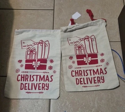 Bolsa de regalo de Papá Noel "Entrega de Navidad" Bolso de lona grande -2 PACK-32" X 21" Foto 1 de 2