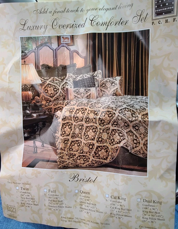 Juego de 4 piezas de muebles para el hogar Pacific Coast Medallion Bristol edredón negro dorado  Foto 1 de 4