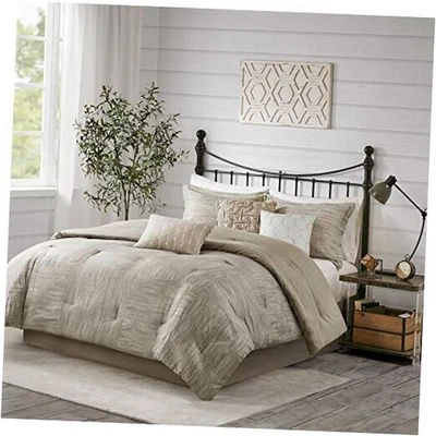  Walter Edredón-Luxe Seersucker Print Design All King (104 pulgadas x 92 pulgadas) Taupe Foto 1 de 4