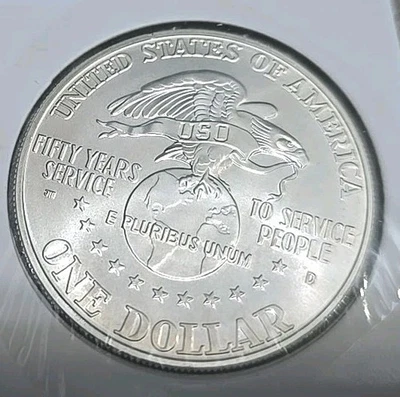 1991 D USO United Service Org Uncirculated Commemorative Silver Dollar Coin $1 - Image 1 of 2