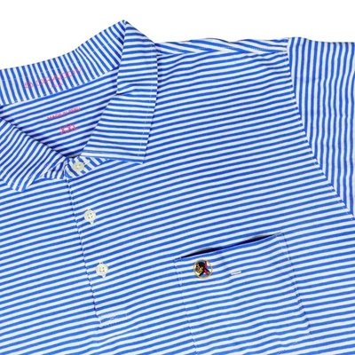 B Draddy Seminol Golf Club Stripped Pima Cotton Blue Polo Shirt XXL - Image 1 of 4