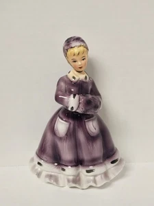 Figura De Colección Enesco Ramo Y Visón Niña Púrpura Dama Con Etiqueta Rara - Imagen 1 de 5