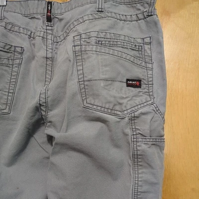 Ariat FR M4 Low Rise Boot Cut Pants Canvas, Gray, Men's Size 38x32 - Image 1 of 4