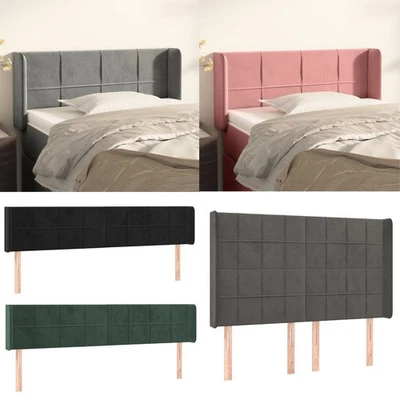 Kopfteil mit Ohren Samt Bettkopfteil Betthaupt für Bett Bettgestell Bettzubehör - Bild 1 von 4