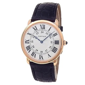 Orologio Uomo Cartier Ronde Louis Oro Rosa 18k Pelle Manuale Argento W6800251 - Foto 1 di 5