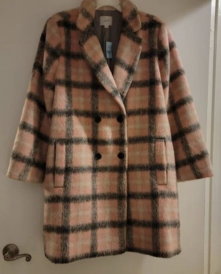 Abrigo de lana a cuadros rosa y negro Ann Taylor Loft - XXL Foto 1 de 3
