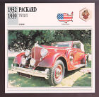 1932-1939 Packard Twelve (12) Auto Foto Datenblatt Stat Info KARTE 1933 1934 1935